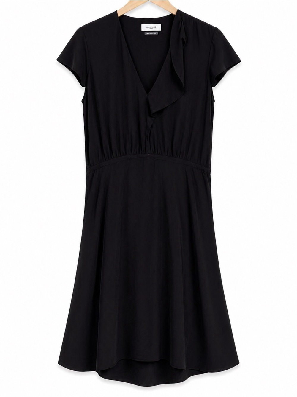 Isabel Marant Étoile West Black Asymmetrical Hem Flutter Sleeve Midi Dress 38/M - Picture 8 of 15